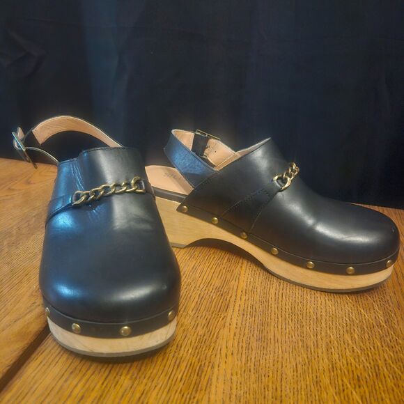 Silent D x Anthropologie Georgia Slingback Clogs Sz 38 us 7.5-8 Black - Picture 4 of 10